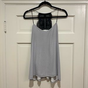 Black and white spaghetti strap top with lace detail back